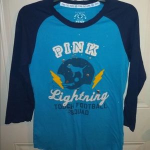 Pink Victoria’s Secret Women’s Pink Lightning Henley Shirt NWOT